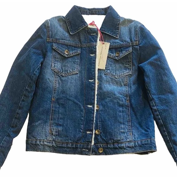 Cristina Gavioli , Denim Jacket With Cotton Sherpa.   Size 4 - Picture 2 of 5